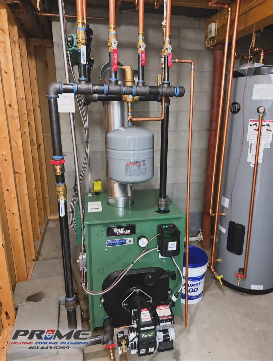 How to Read Your Boiler's Pressure Gauge: What's Normal, Too Low or Too High 3 Boiler with expansion tank and indirect water heater installed by Prime Heating & Cooling